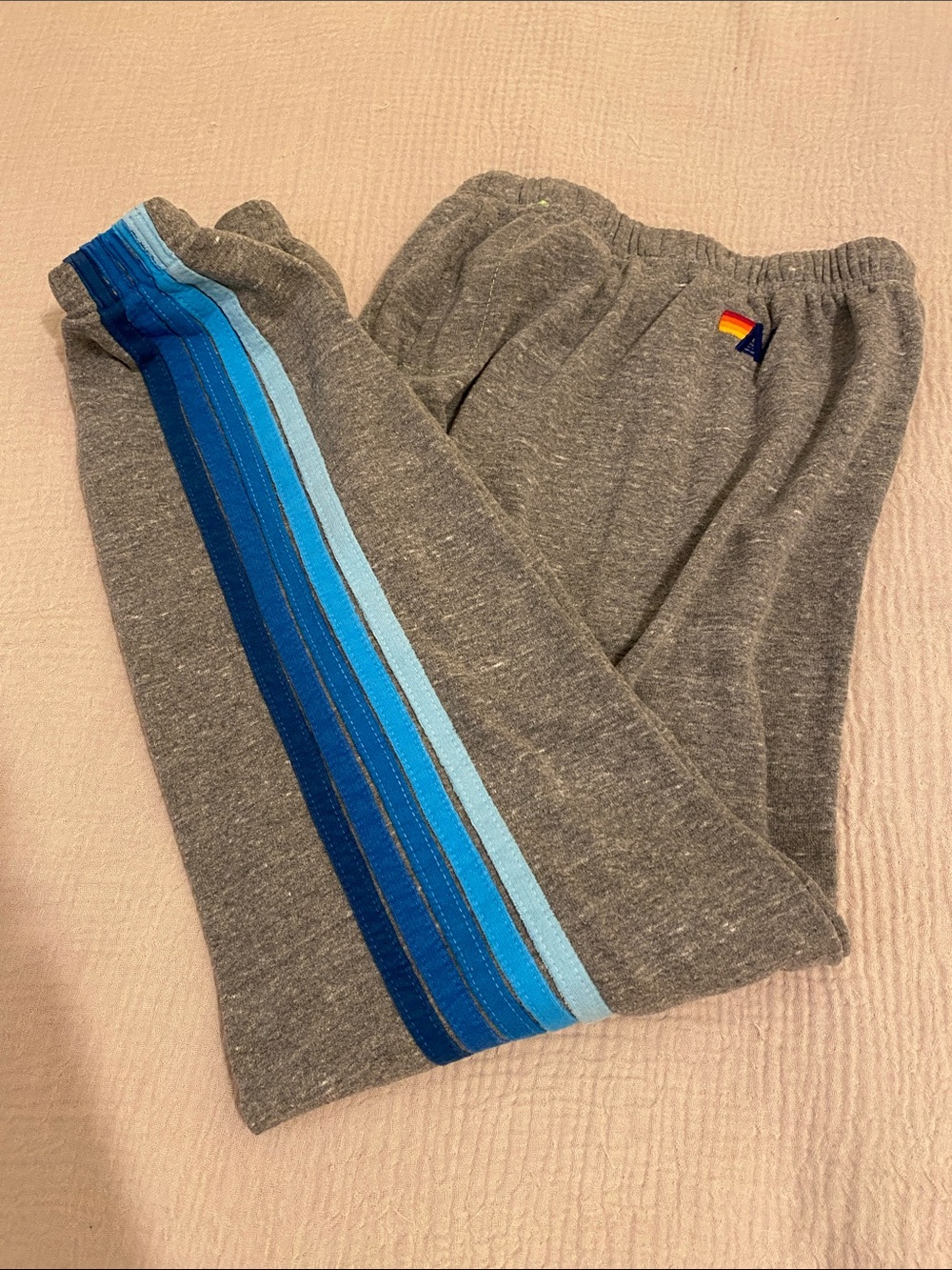 Aviator Nation Gray Joggers with Blue Side Stripe. Size S - Picture 2 of 10